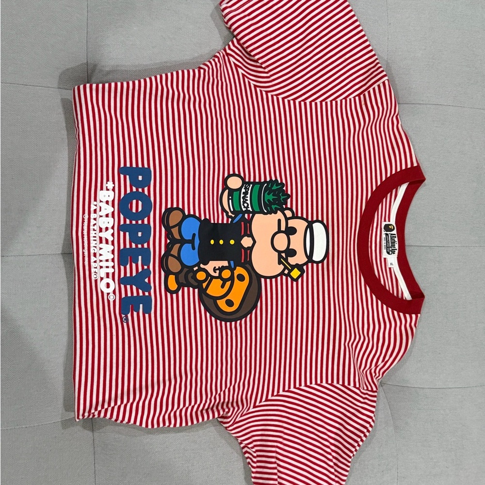 Bape Red Striped Popeye Tee